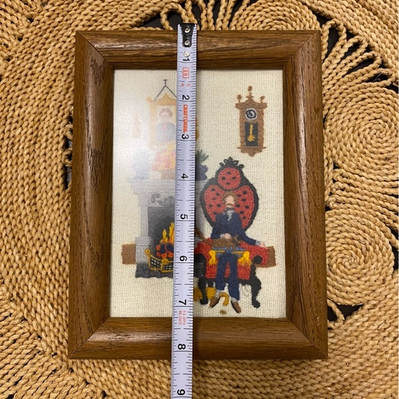 Vintage 1980 Crewel Fireside Gent Cats Framed Art Dimensions 6059 Completed Cat - Picture 7 of 7